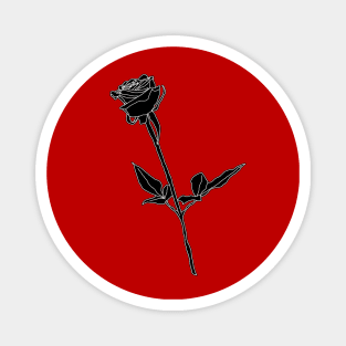 Black Rose Monochrome Line Art Red Backdrop Magnet